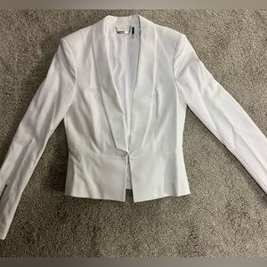 Marciano Elegant White Women's Blazer, zippered cuff charms, hook closure size 2
